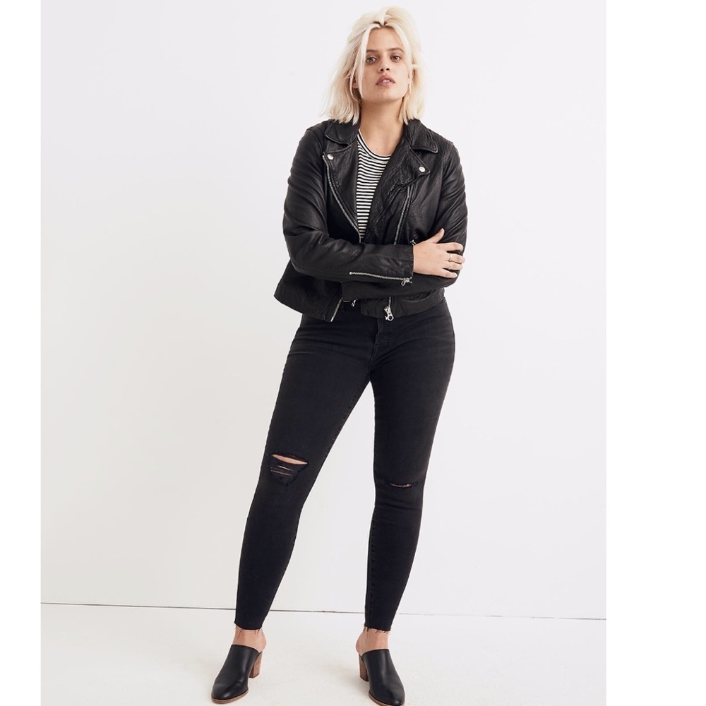 NWT Madewell 9" Mid-Rise Skinny Jeans in Black Sea Size 37